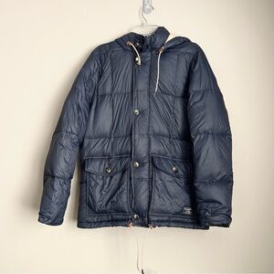 Abercrombie & Fitch Down-Filled Puffer Coat Box Quilted, Navy Blue, Men’s Large